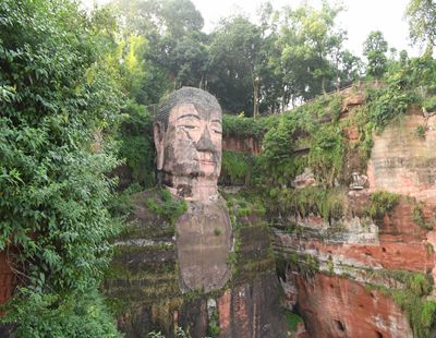 Leshan Giant Buddha carved into cliff